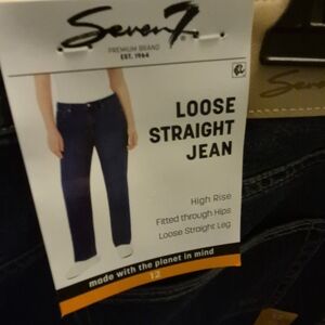 Seven7 Women's Dark Blue Straight Leg Jeans